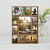 エレガントブフェイクロンズ枠ファミリー写真コラージュ カード (スタンド正面)