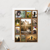 エレガントブフェイクロンズ枠ファミリー写真コラージュ カード (正面/裏面インサイチュ)