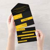 エレガントブモダンラック&金ゴールドラグジュアリーシック結婚ズ オールインワン招待状 (貼ってはがせる)