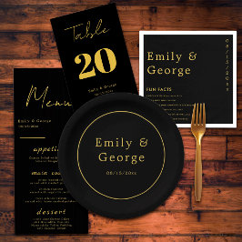 エレガントブモダンラック&金ゴールドラグジュアリーシック結婚ズ ペーパープレート