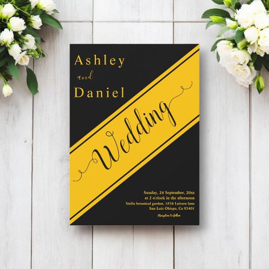 エレガントブモダンラック&金ゴールドラグジュアリーシック結婚ズ 招待状