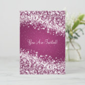 エレガントブライダルシャワーきらめくウェーブプラム 招待状 (スタンド正面)