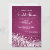 エレガントブライダルシャワーきらめくウェーブプラム 招待状 (裏面)