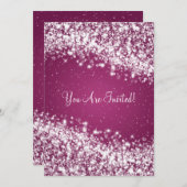 エレガントブライダルシャワーきらめくウェーブプラム 招待状 (正面/裏面)