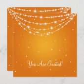 エレガントブライダルシャワーきらめく鎖オレンジ 招待状 (正面/裏面)