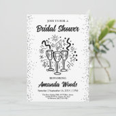 エレガントブライダルシャワーとシャンパングラス 招待状 (スタンド正面)