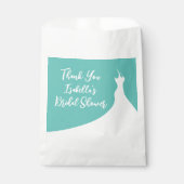 エレガントブライダルシャワーの好意バッグターコイズ フェイバーバッグ (正面)