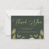 エレガントブライダルシャワーの緑の金ゴールドスクリプ感謝していトユー ノートカード (正面)