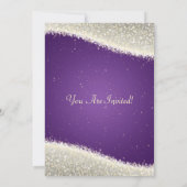 エレガントブライダルシャワーまぶしいキラキラ紫 招待状 (裏面)