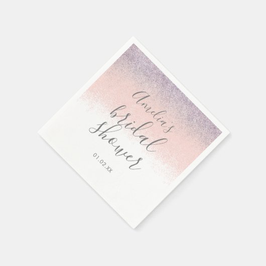 エレガントブライダルシャワーオフェイクンブレグリッターピンク スタンダードカクテルナプキン (角)