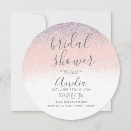 エレガントブライダルシャワーオフェイクンブレグリッターピンク 招待状