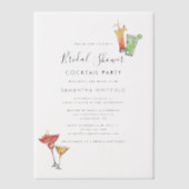 エレガントブライダルシャワーカクテルパーティー ベラム紙招待状 (正面)
