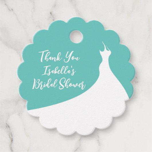 エレガントブライダルシャワーサンキューターコイズ フェイバータグ (正面)