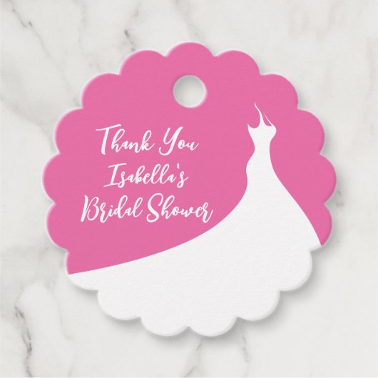 エレガントブライダルシャワーサンキュー明るい赤紫色メッセージカード フェイバータグ (正面)