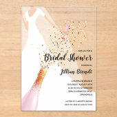 エレガントブライダルシャワードレスアンドヴェール アクリル招待状 (正面)