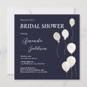 エレガントブライダルシャワーネイビーホワイト 招待状 (正面)