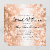 エレガントブライダルシャワーバラ金ゴールドきらめく灯 招待状 (正面/裏面)