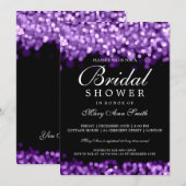 エレガントブライダルシャワーパープルライト 招待状 (正面/裏面)
