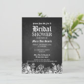 エレガントブライダルシャワービクトリアンフローリッシュブラック 招待状 (スタンド正面)