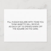 エレガントブライダルシャワービンゴカードゲーム葉書 インビテーションポストカード (裏面)