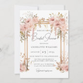 エレガントブライダルシャワーピンクフローラアーチ 招待状 (正面)