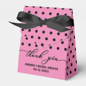 エレガントブライダルシャワーピンク水玉模様お願いボックス フェイバーボックス (正面サイド)