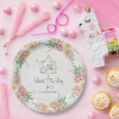 エレガントブライダルシャワーピンクn白絵を描フローラ ペーパープレート (パーティー)