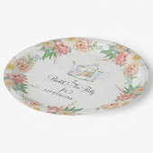 エレガントブライダルシャワーピンクn白絵を描フローラ ペーパープレート (アングル)