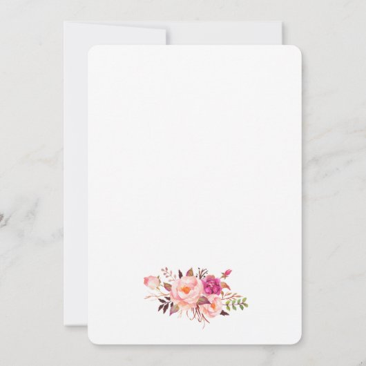 エレガントブライダルシャワーフローラピンク金ゴールド招待状 招待状 (裏面)