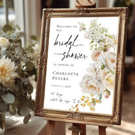 エレガントブライダルシャワーフローラ歓迎 ポスター