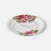 エレガントブライダルシャワーフローラ水カラーファンシーピンク ペーパープレート (アングル)