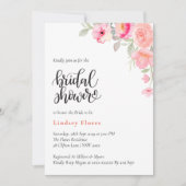エレガントブライダルシャワーフローラ緑化の水色 招待状 (正面)