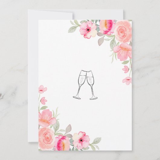 エレガントブライダルシャワーフローラ緑化の水色 招待状 (裏面)