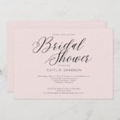 エレガントブライダルシャワーブラックピンク 招待状 (正面/裏面)