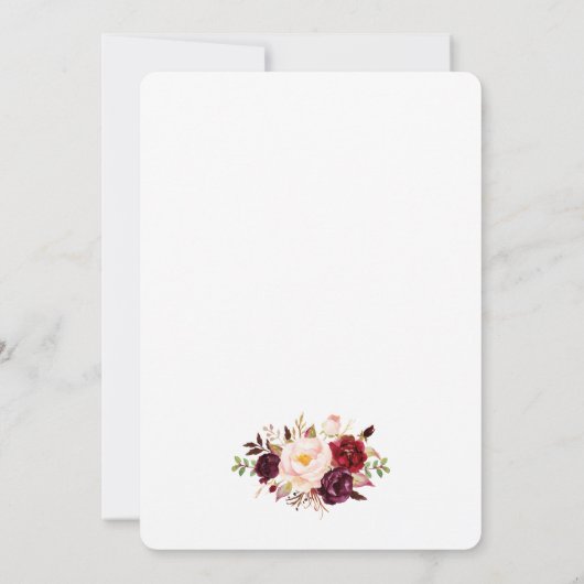 エレガントブライダルシャワーブルゴーニュフローラ招待状 招待状 (裏面)