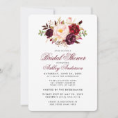 エレガントブライダルシャワーブルゴーニュフローラ招待状 招待状 (正面)