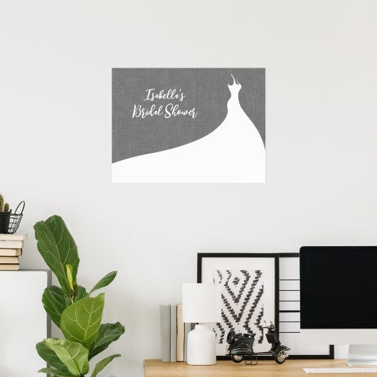 エレガントブライダルシャワーポスターグレイリネン ポスター (ホームオフィス)