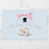 エレガントブライダルシャワーリージェンシーボウシルエットブルー スパークリングワインラベル (シングルラベル)