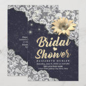 エレガントブライダルシャワーレースひまわりストリングライト 招待状 (正面/裏面)