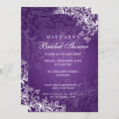 エレガントブライダルシャワーヴィンテージ渦巻き紫 招待状 (正面/裏面)