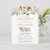 エレガントブライダルシャワー水彩フローラピンク 招待状 (スタンド正面)