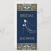 エレガントブライダルシャワー海軍と金ゴールド 招待状 (正面)