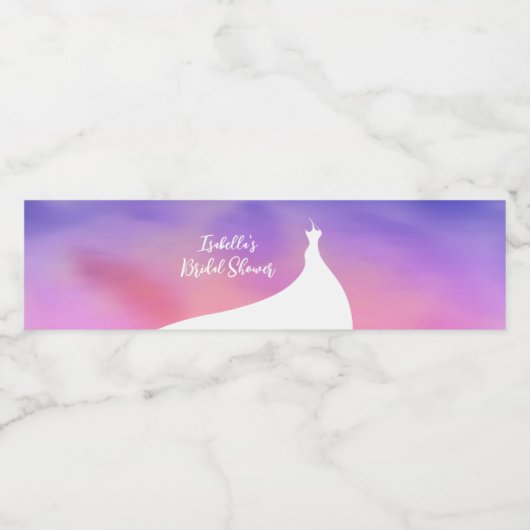 エレガントブライダルシャワー紫色の水色 ペットボトルラベル (シングルラベル)