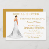 エレガントブライダルシャワー結婚ガウン 招待状 (正面/裏面)