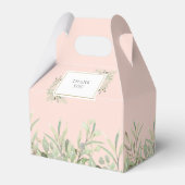 エレガントブライダルシャワー緑の葉赤面ピンク フェイバーボックス (裏面サイド)