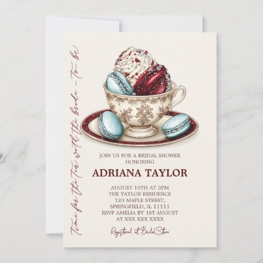 エレガントブライダルシャワー茶パーティー 招待状 (正面)