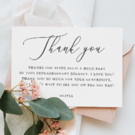 エレガントブライダルシャワー | ミニマリストのスクリプト サンキューカード