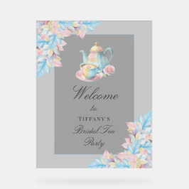 エレガントブライダルティーパーティーブライダルシャワーへようこそ アクリルサイン