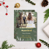 エレガントブライダルフォトグリーン第1回クリスマス結婚した 箔シーズンカード