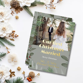 エレガントブライダルフォトセージ第1回クリスマス結婚した 箔シーズンカード